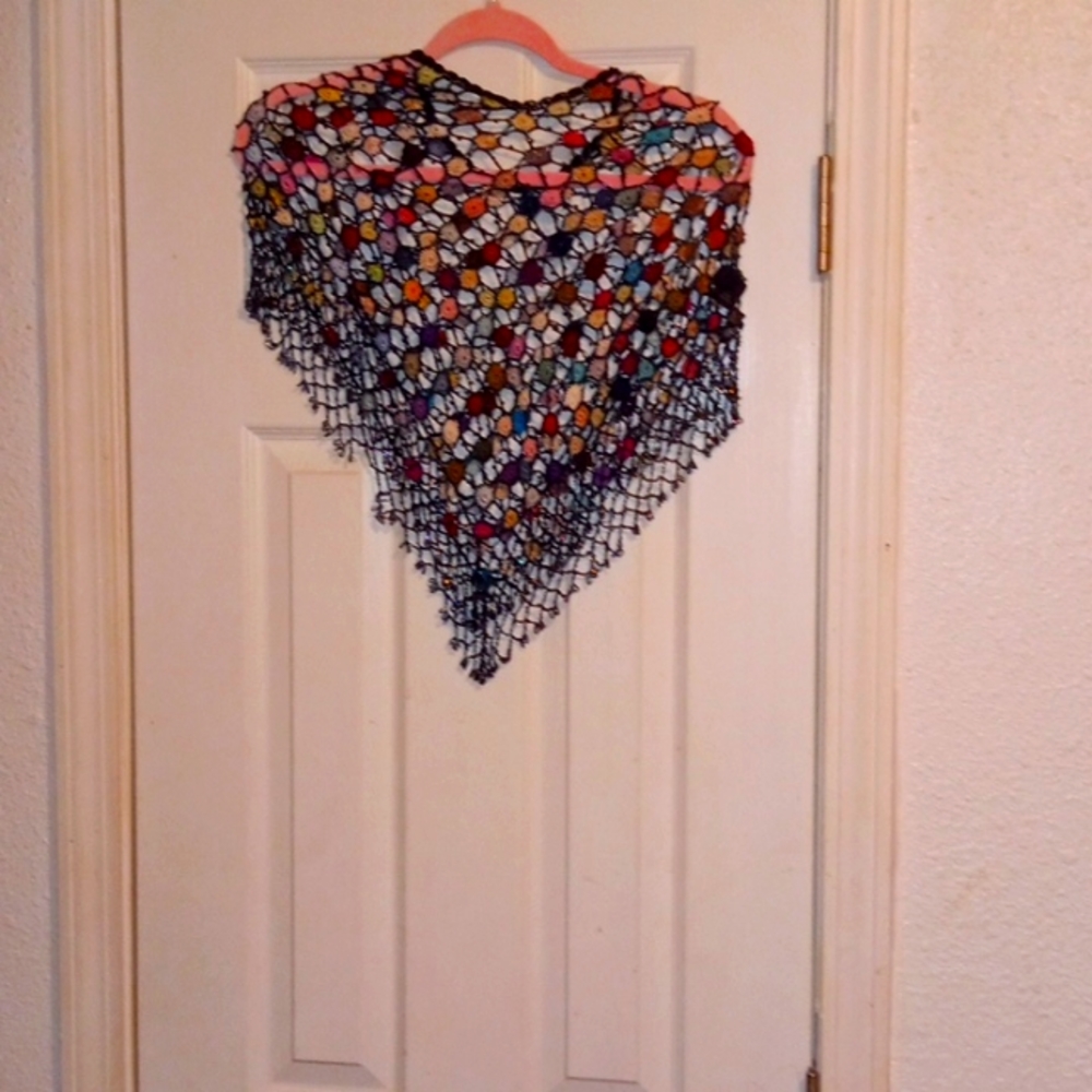 Beaded multi color Floral Fancy Shawl